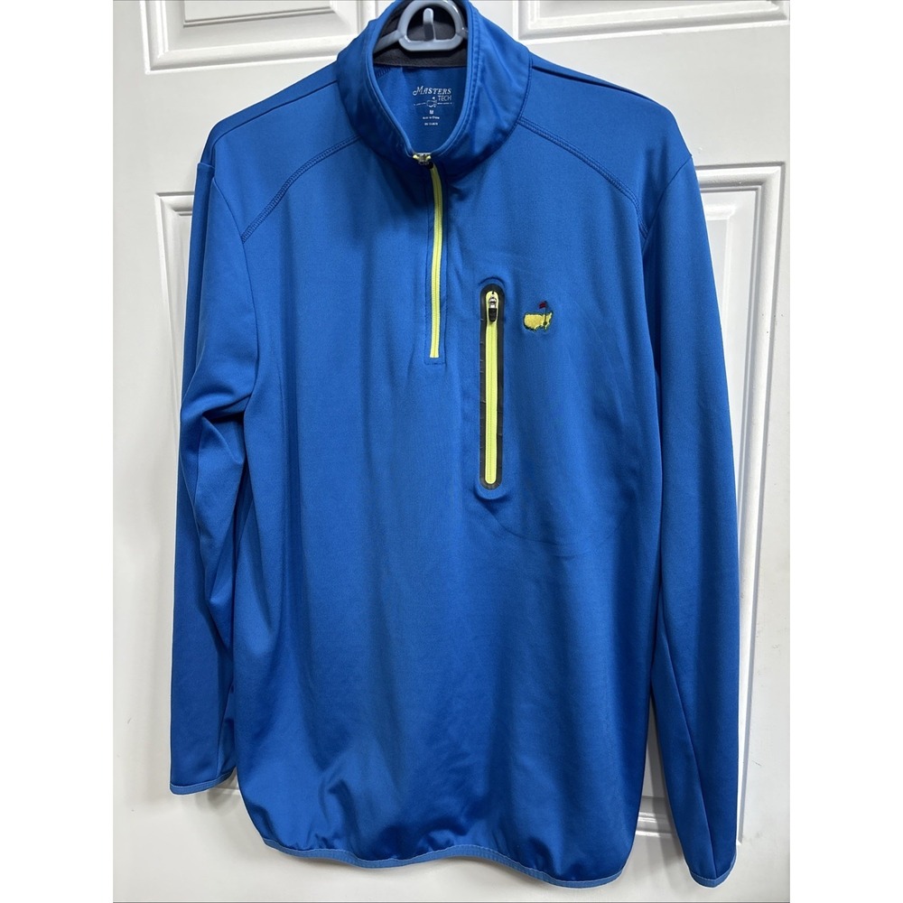 Masters Tech Augusta National 1/4 Zip Pullover Blue Golf Mens M - Picture 2 of 6
